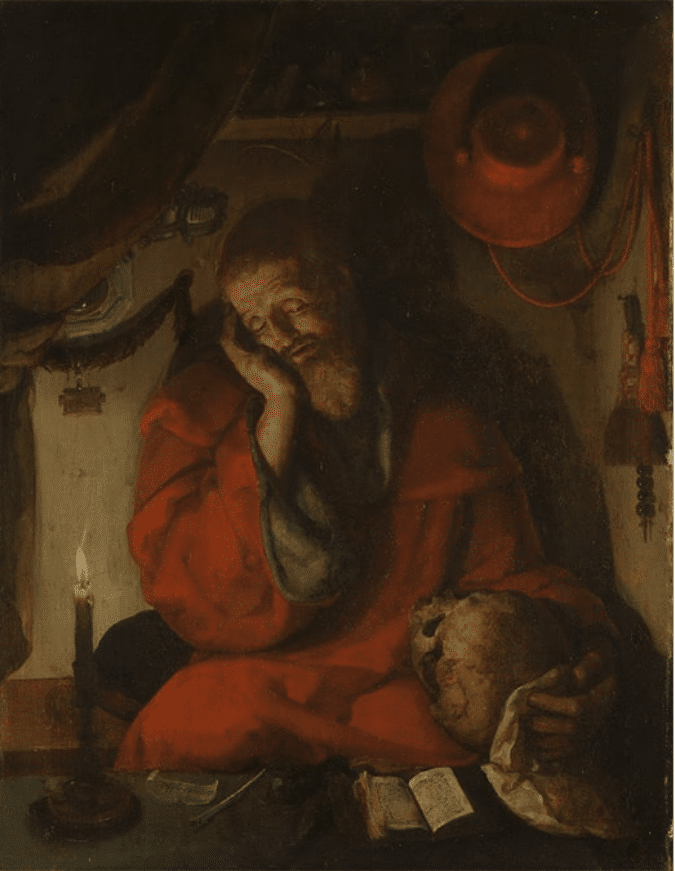 St. Jerome in his Study by Candlelight by Aertan Van Leyden (1520)