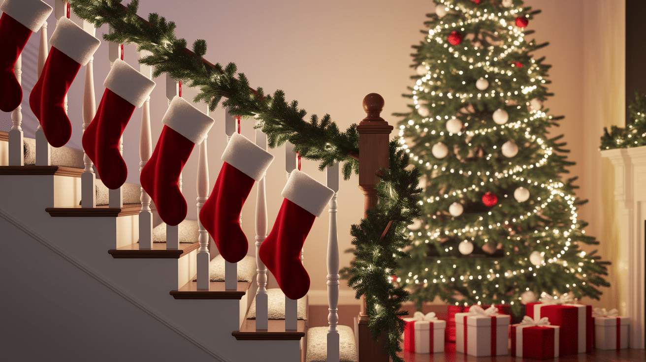 Hanging from a Garland Staircase