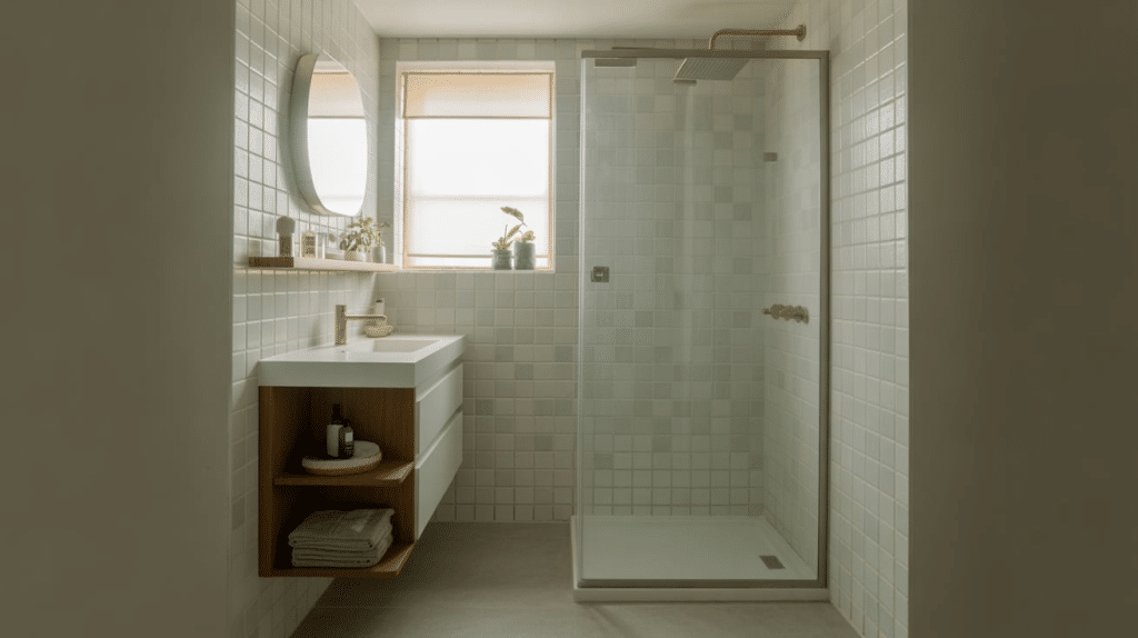 The Floating Vanity and Wall-Mounted Shower