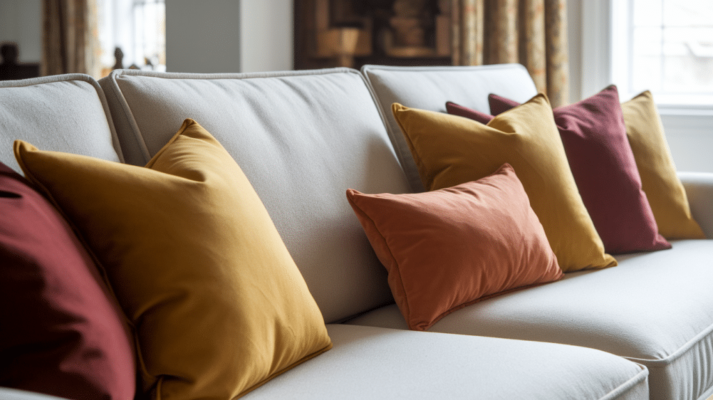 a-close-up-shot-of-a-beige-sofa-with-