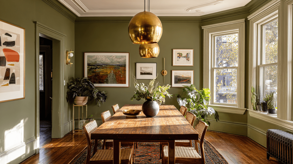 olive green north facing dining
