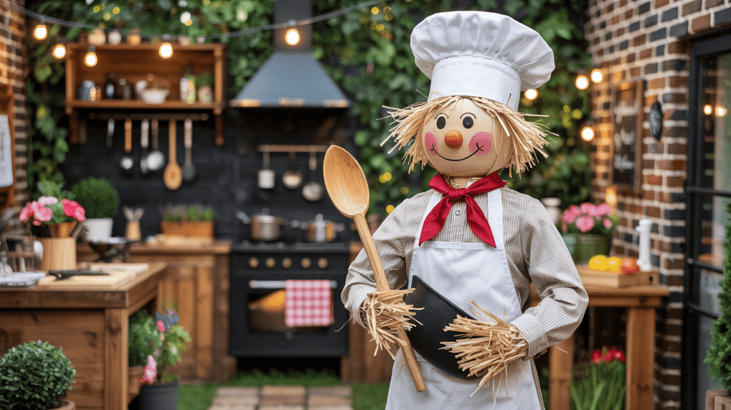 Chef Scarecrow With Apron And Spoon (1)