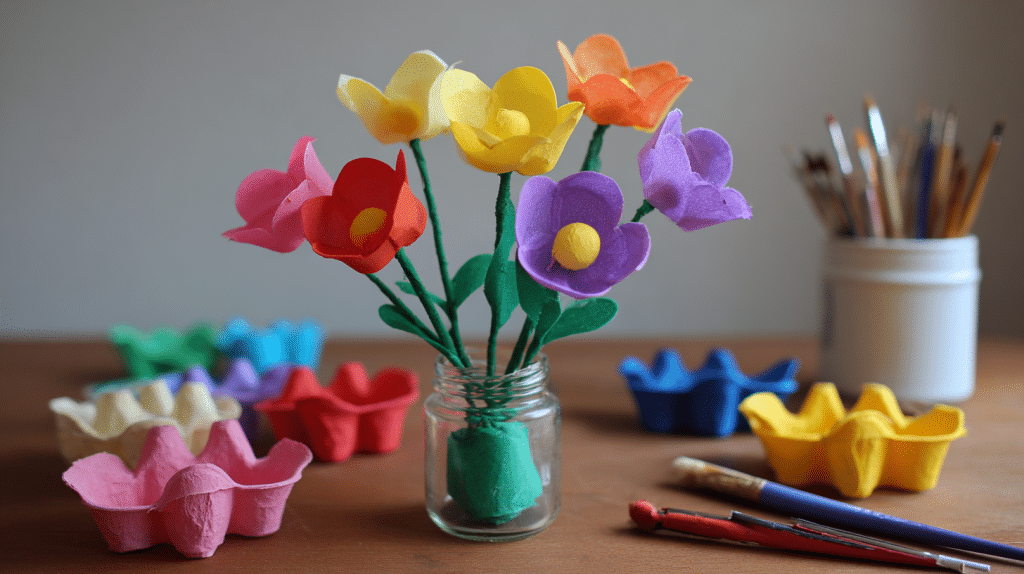 DIY Egg Carton Flowers Kids Craft Project