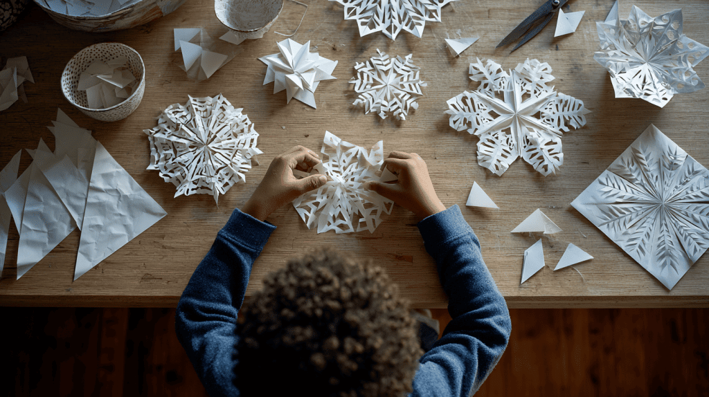 DIY Paper Snowflake Cutouts Winter Craft