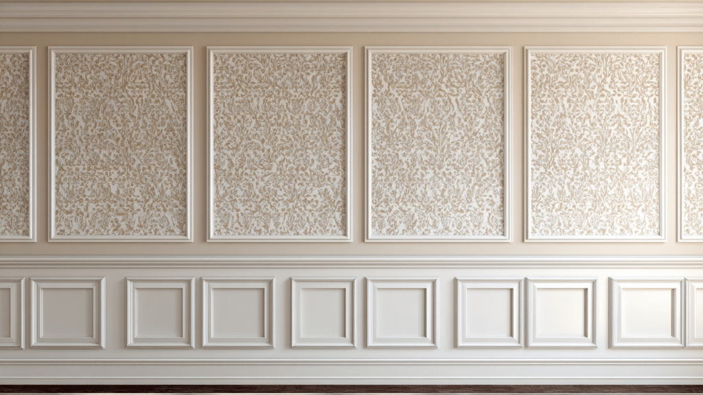 Layered Wallpaper with Moulding or Trim