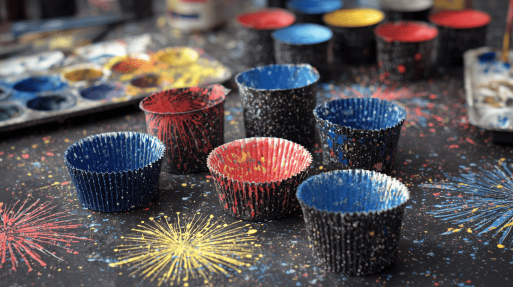 Paper Cup Fireworks Stamping Craft For Kids