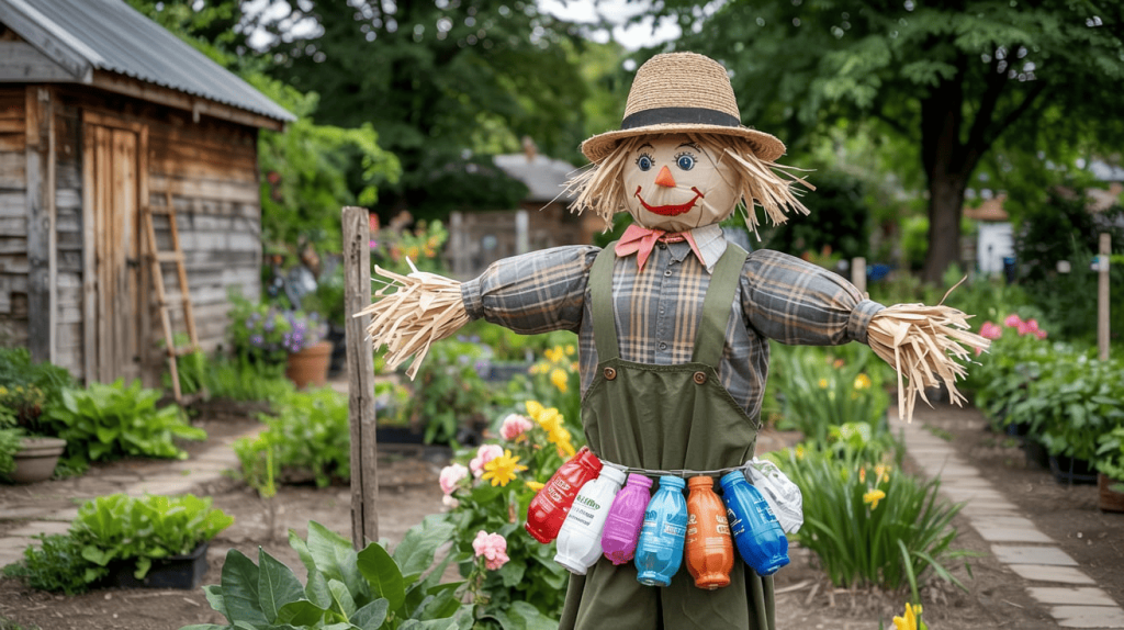 Recycled Plastic Scarecrow With Old Clothes (1)