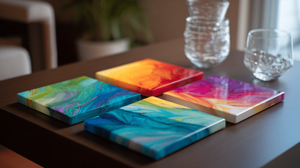abstract acrylic coasters