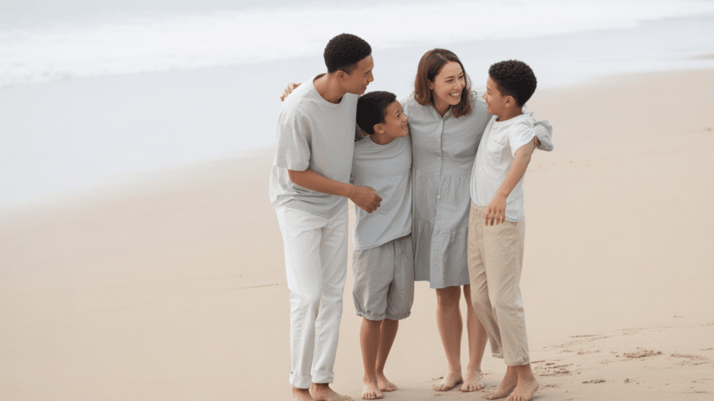 barefoot on the beach