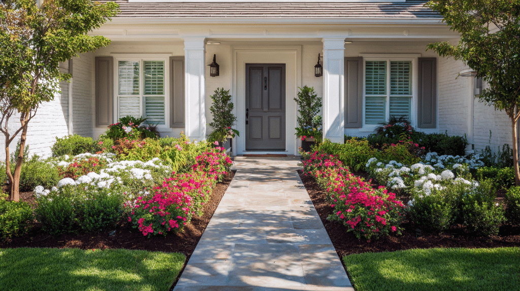 symmetrical flower bed